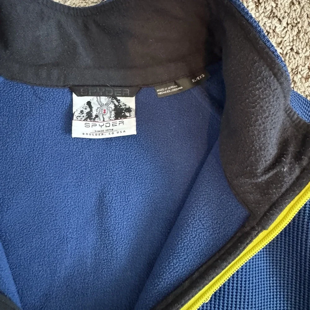 Spyder Men's XL Blue 1/4 Zip Performance Pullover Ski Thermal MidLayer‎